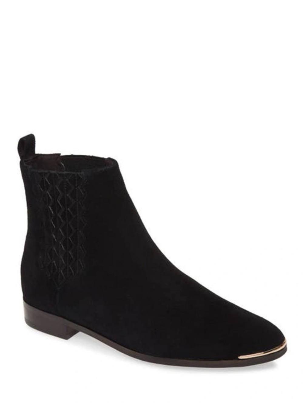 NEW Ted Baker Iveca Woven Black Suede Flat Chelsea Ankle Boots Size 8.5